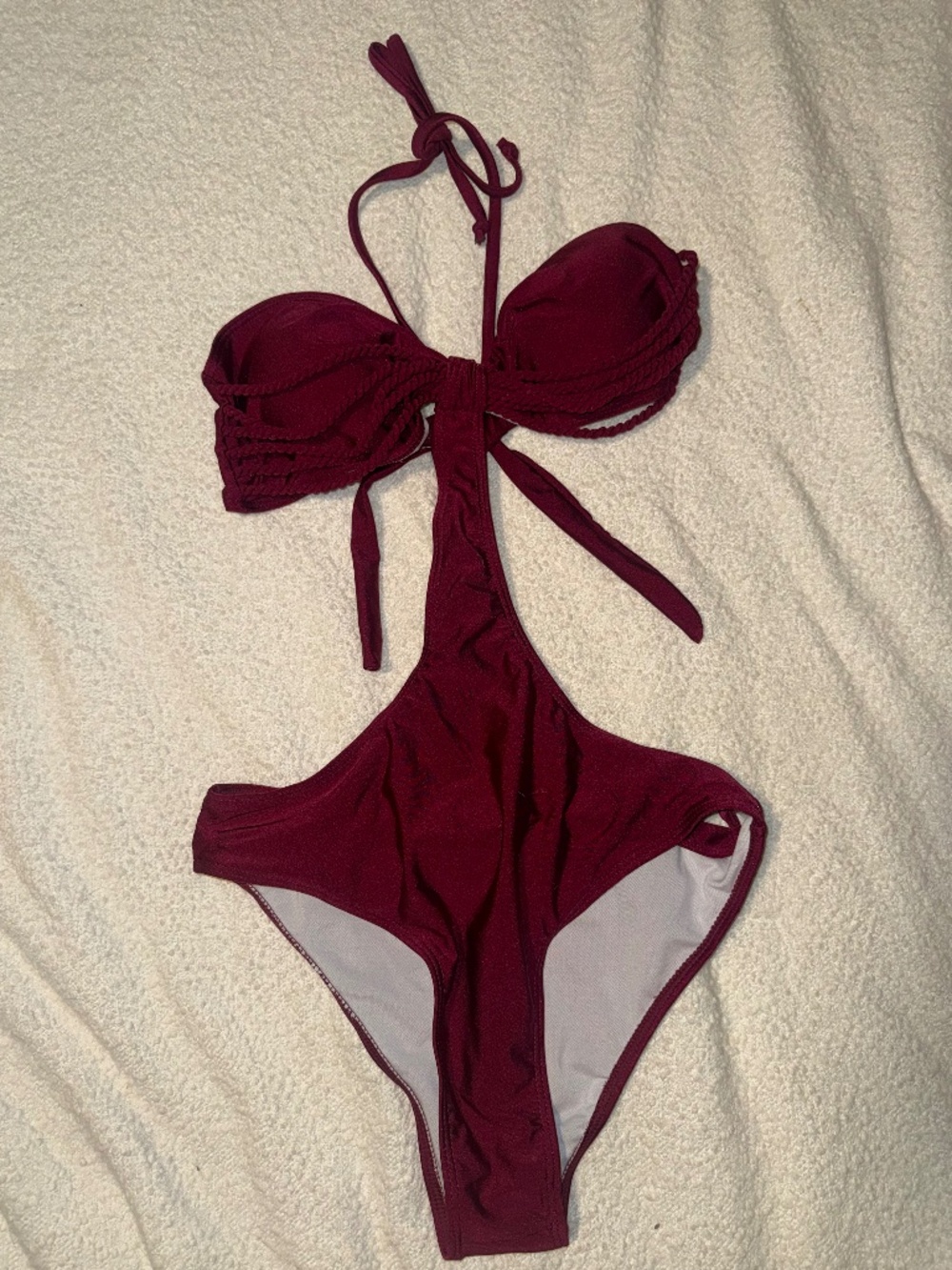 Burgundy Cutout Monokini One Piece Swimsuit